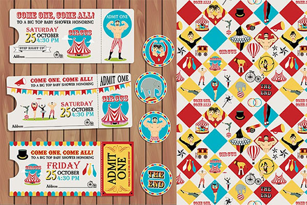 Circus Birthday Ticket Pattern