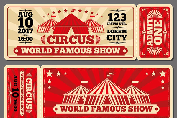 Circus Magic Show Entrance Vector Tickets Templates