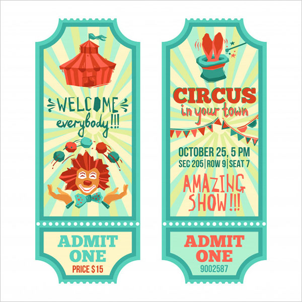 Circus Tickets Set Free Vector