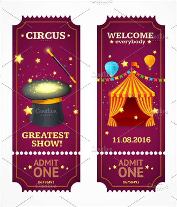 Circus Tickets Set Vector