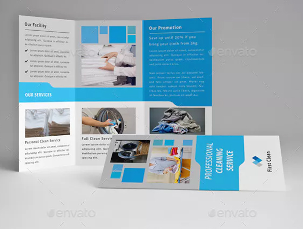 Cleaning Service Laundry Trifold Brochure Template