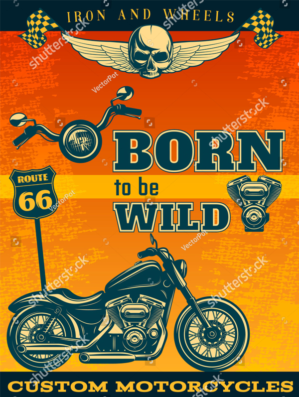 Colored Motorcycle Poster and Template