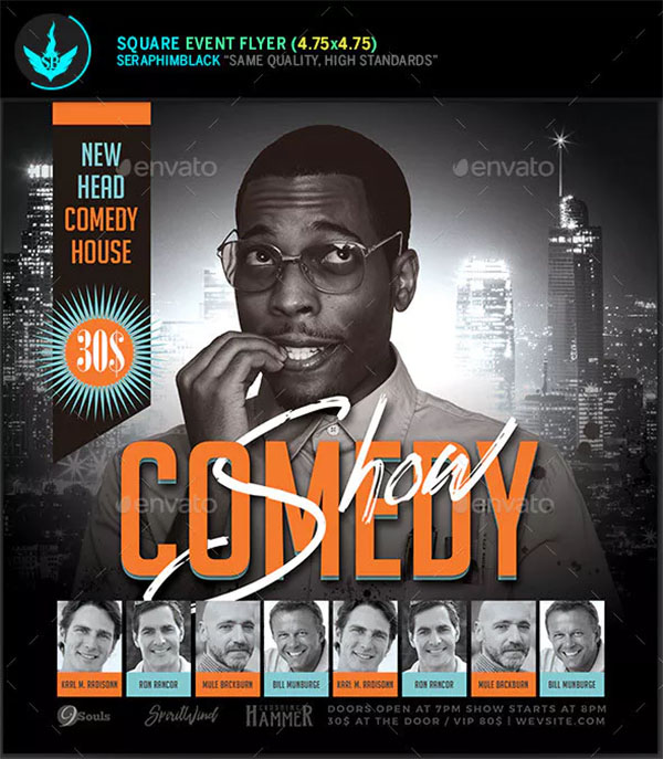 Comedy Show Square PSD Flyer Template