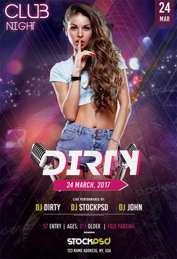 Dirty Club Party Free Flyer Template