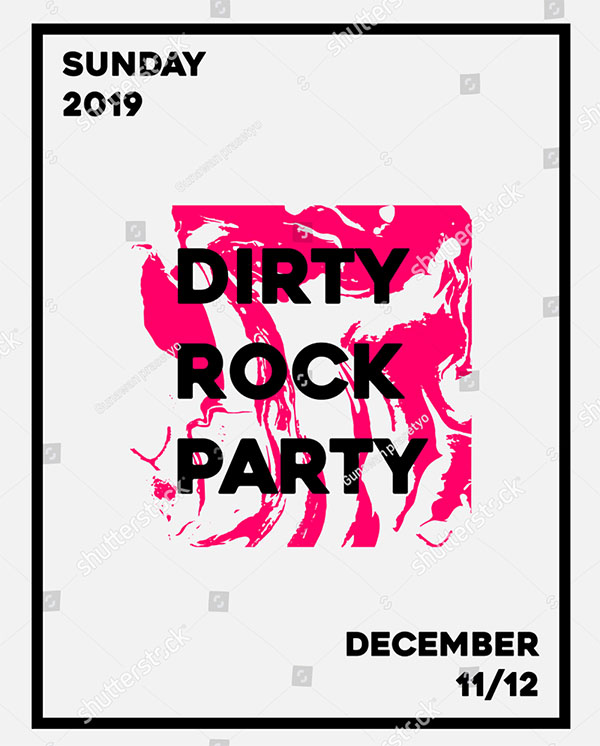 Dirty Rock Party Abstract Minimal Flyer