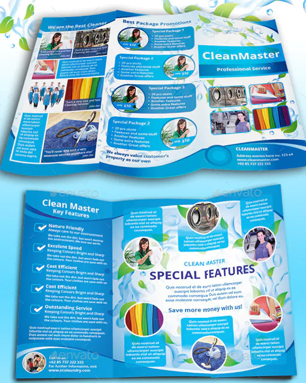 Eco Cleaning Service Tri fold Brochure Template