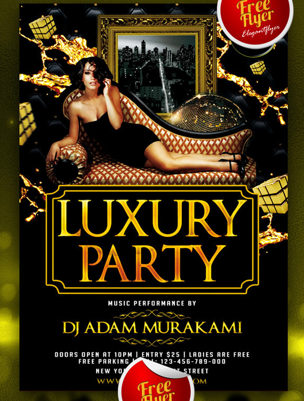 Elegant Luxury Party and Club Party Free Flyer PSD Template