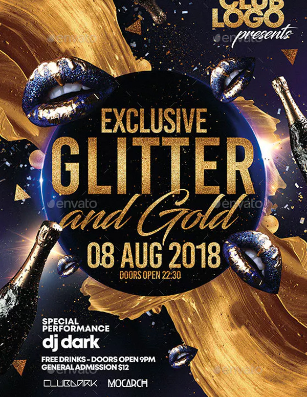Exclusive Glitter and Gold Party Flyer Template