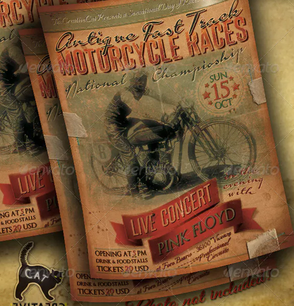 Fast Track Motorcycle Races Flyer Template