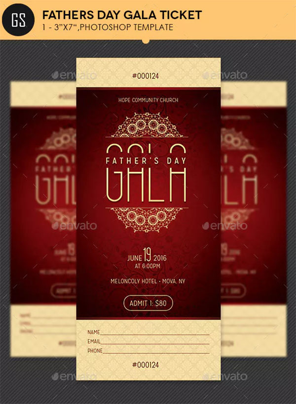 Fathers Day Gala Ticket Template