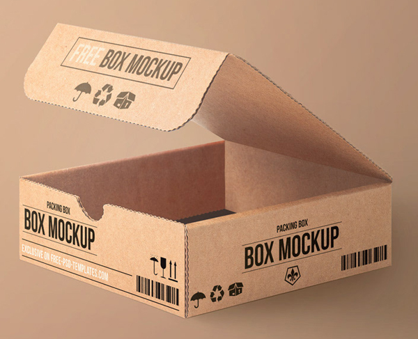 Free Carton PSD Packing Box Mockup