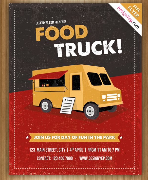 Free Food Truck Flyer PSD Template