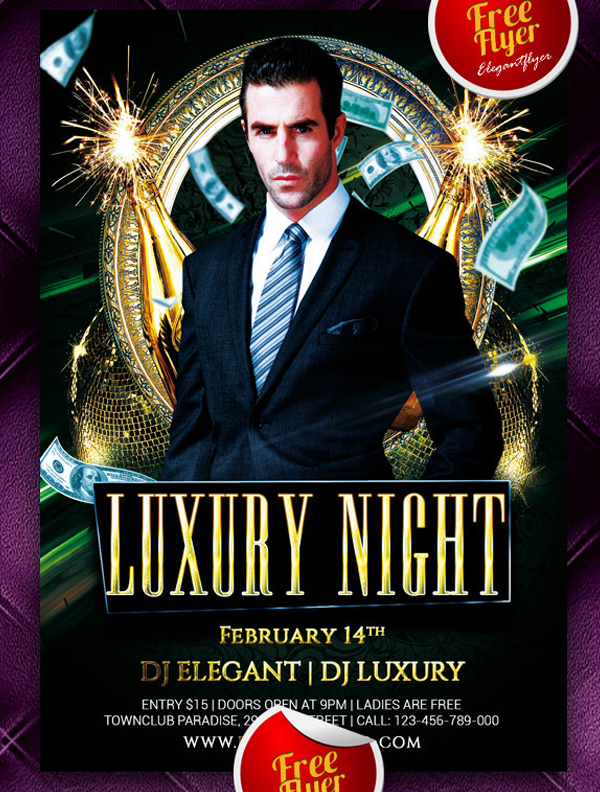 Free Luxury Night, Club and Party Flyer PSD Template