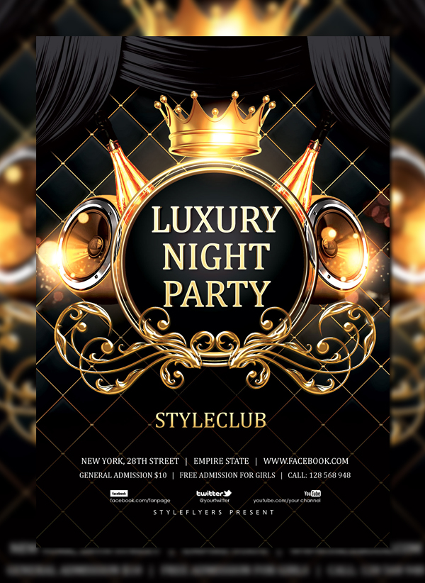 Free Luxury Night Party Flyer Template