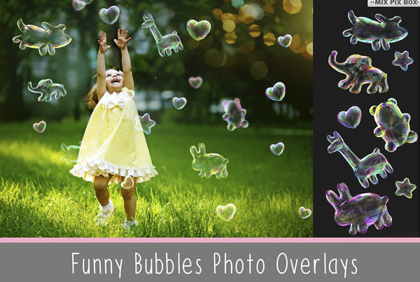 Funny Animals Soap Bubbles Overlay