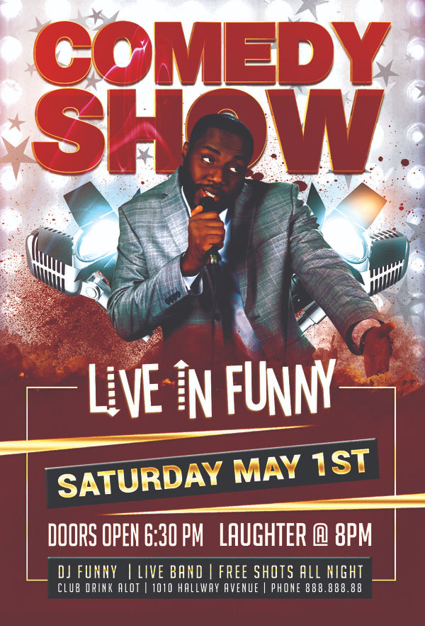 Funny Comedy Show Flyer PSD Template