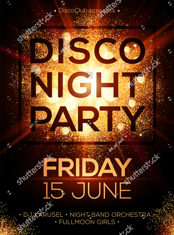 Glitter Disco Night Party Flyer Template