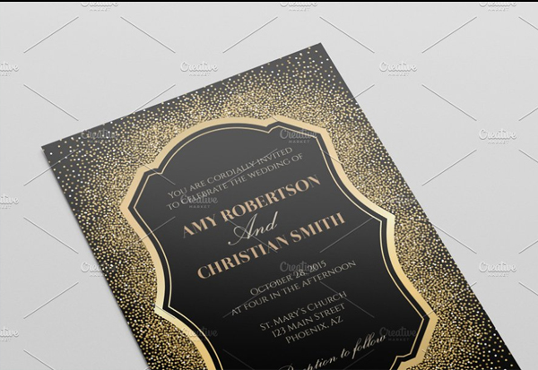 Gold Glitter Wedding Flyer Template