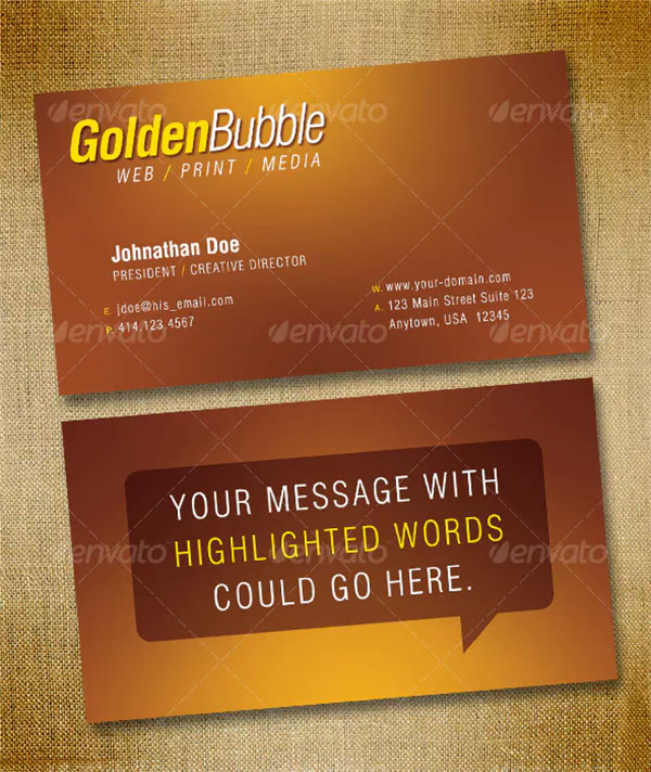Golden Bubble Business Card Template