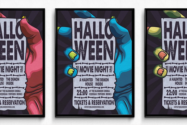 Halloween Movie Night Poster and Flyer