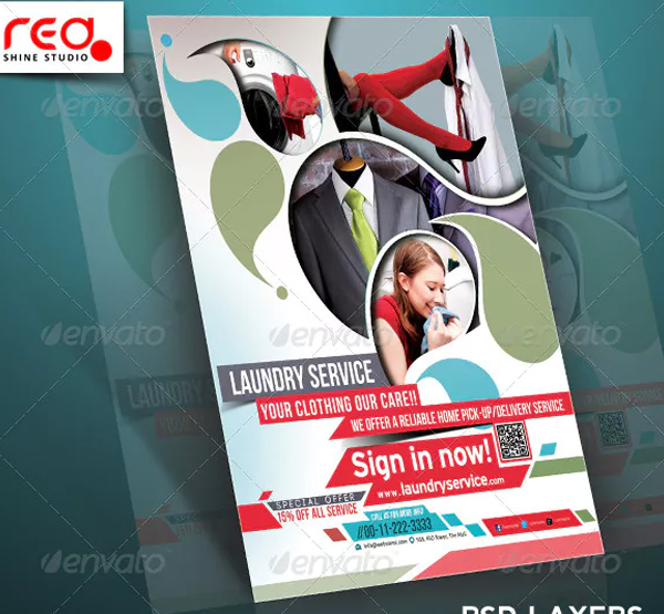 Laundry Service Flyer Poster Magazine Template