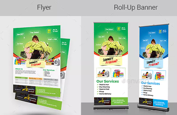Laundry Service Flyer with Rollup Bundle