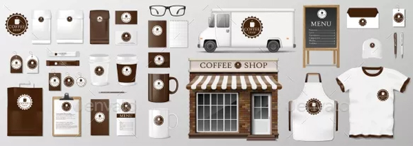 Mock-Up Set for Coffee Shop Cafe