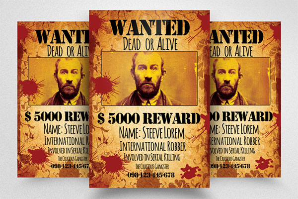 Most Wanted Criminal Flyer PSD Template