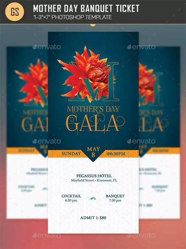 Mothers Day Banquet Ticket Template Design
