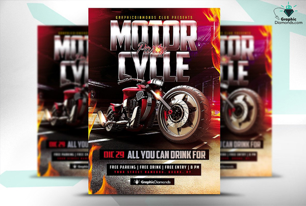 Motorcycle Flyer Party Template