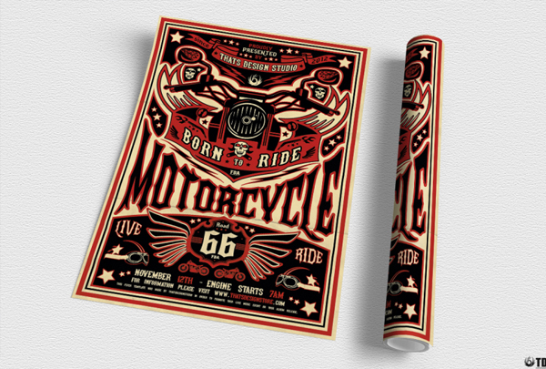Motorcycle Road Trip Flyer Design Template