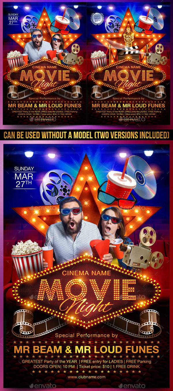 Movie Night Flyer Templates - Free & Premium PSD Ai Eps Vector Formats Inside Movie Flyer Template Word