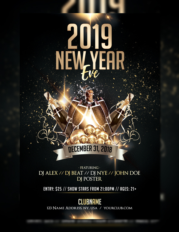 New Year Eve Luxury Free Flyer Template