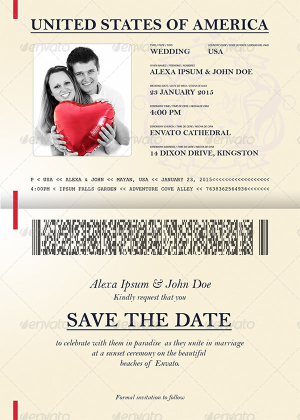 Passport Wedding Invitation Templates - 15+ Free PSD Vector Downloads