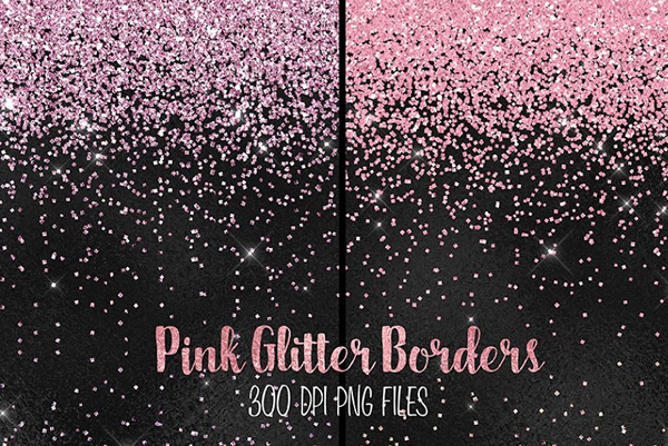 Pink Glitter PNG Borders Overlays