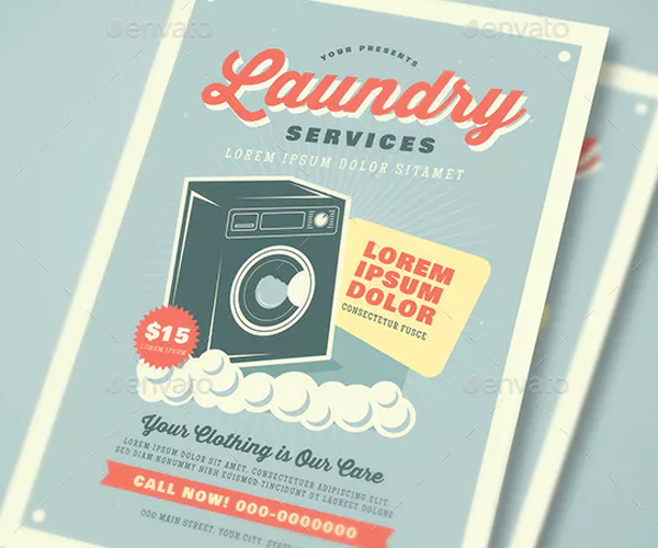 Retro Laundry Service Flyer Design