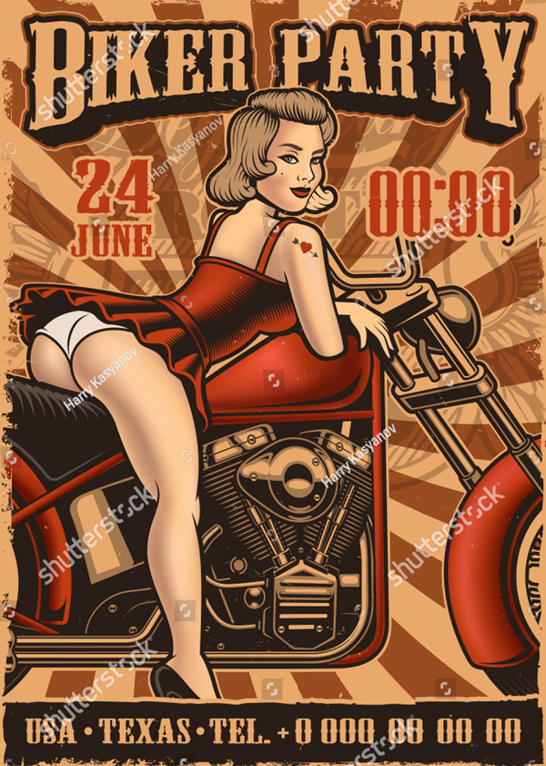 Retro Style Motorcycle Flyer Template
