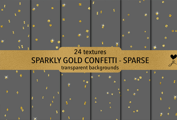Sparkly Gold Confetti Transparent Texture