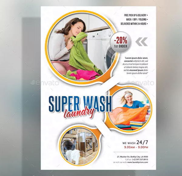Super Wash Laundry Services Flyer Template