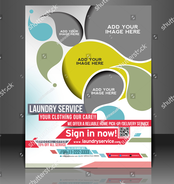 Vector Laundry Service Flyer Magazine Cover & Poster Template