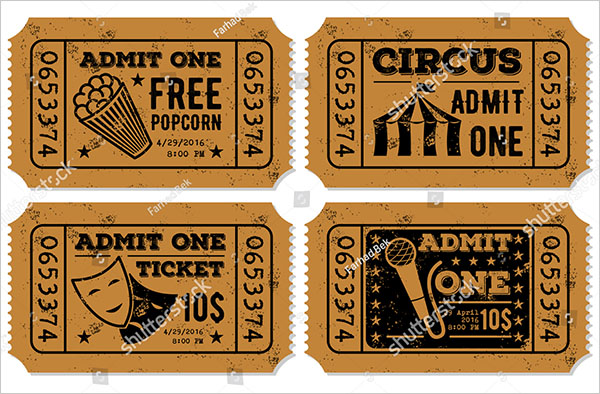 Vector Set of Vintage Paper Ticket