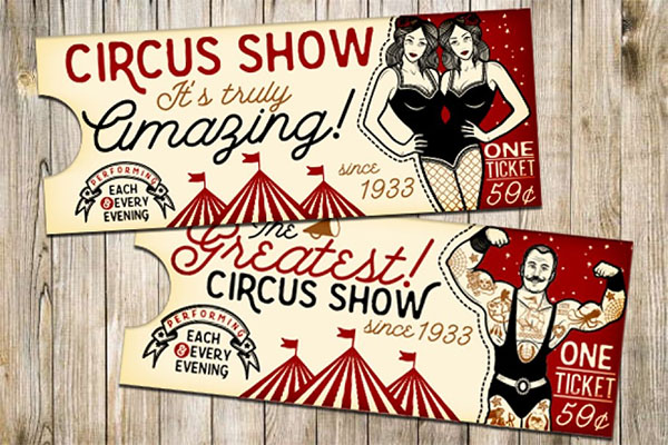 Vintage Circus Ticket Templates