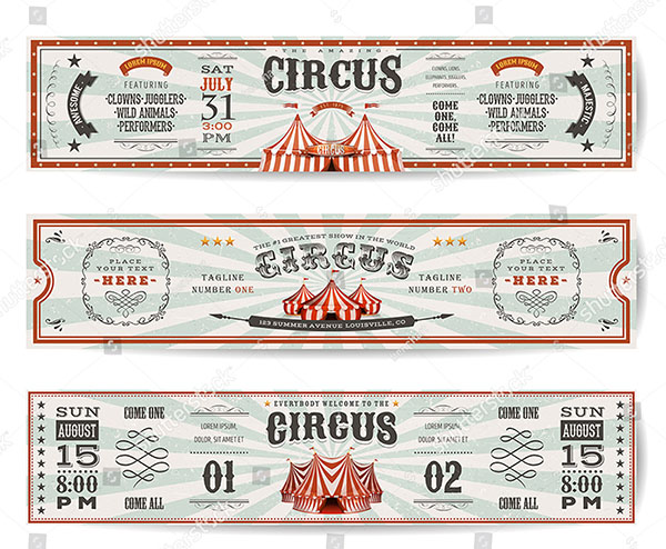 Vintage Circus Vector Tickets