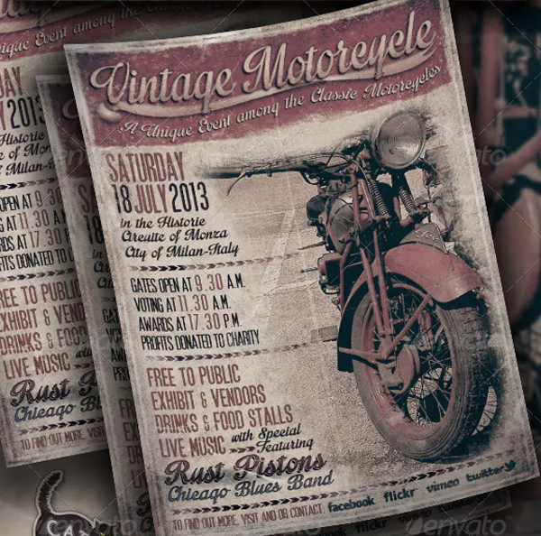 Vintage Motorcycle Flyer and Poster Template