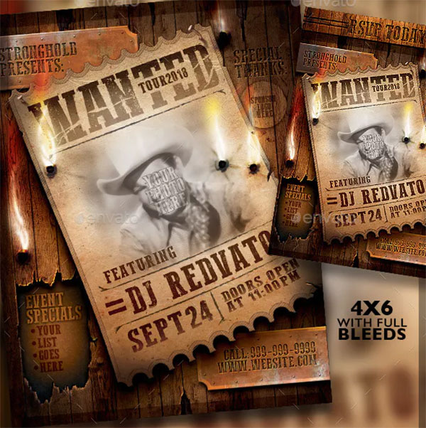 Vintage Wanted Poster Flyer Template