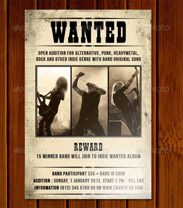 Wanted Music Flyer Template