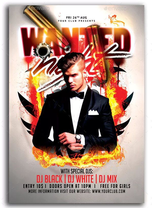 Wanted Night Party Flyer Template