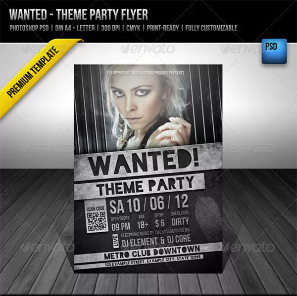 Wanted Theme Party Flyer