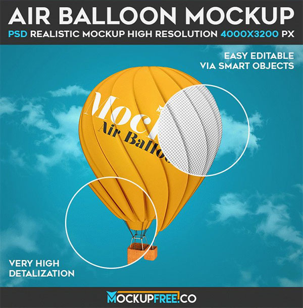 Air Balloon Free PSD Mockup