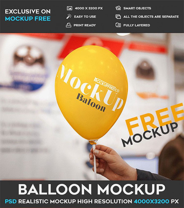 Balloon Free PSD Mockup
